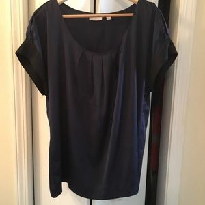 Navy silk blouse